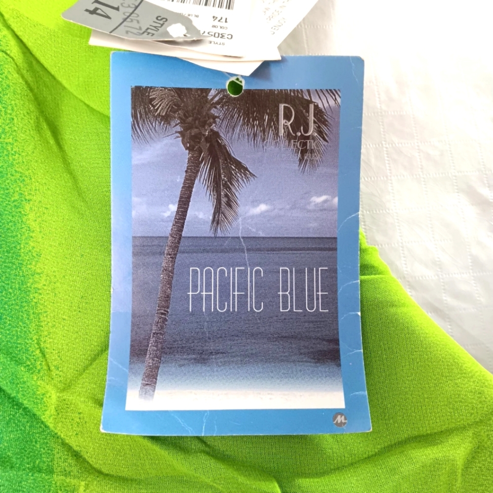 NWT R.J. Collection By Chelsea Rousso Maxi Shift Dress | Blue- Green - Picture 4 of 12